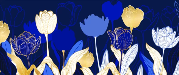 ToF Behang tulpen blauwtinten