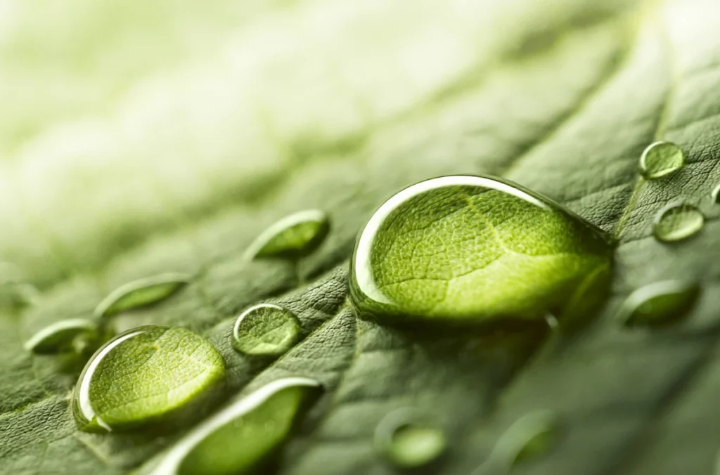 ToF Fotobehang natuur blad met waterdruppel close-up