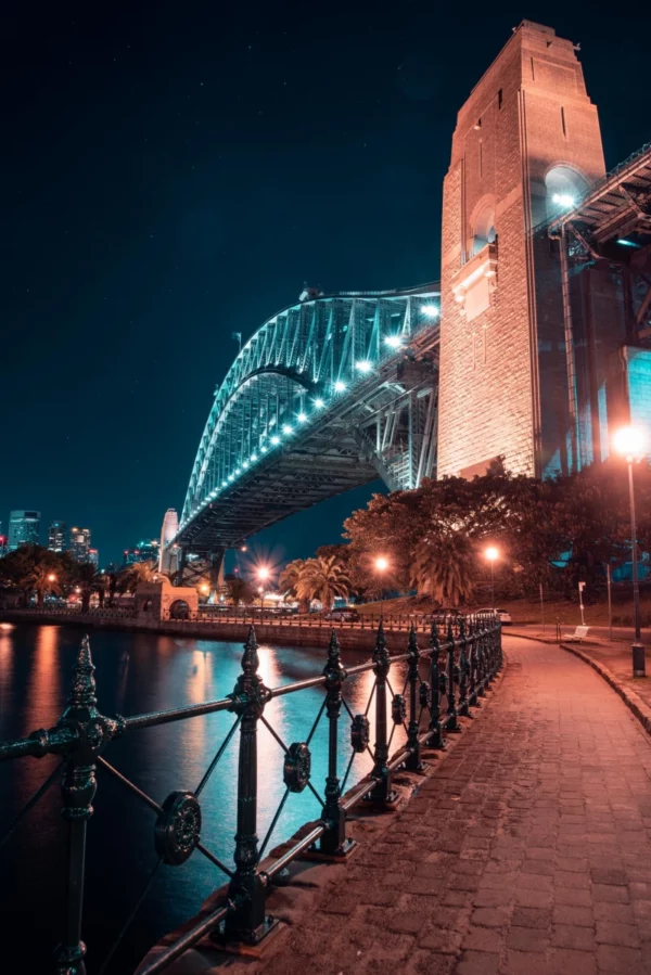 ToF Fotobehang brug Sydney Harbour 's nachts