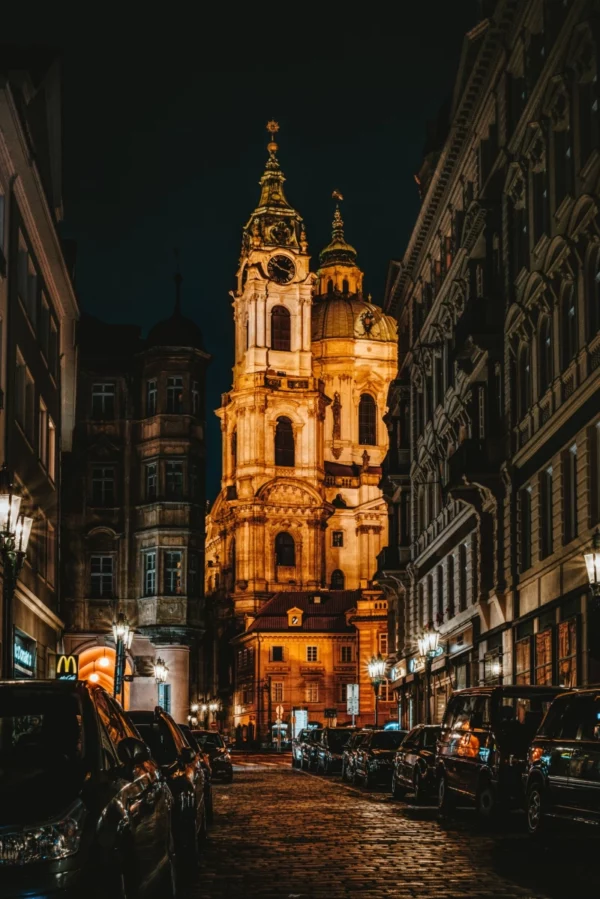 ToF Fotobehang oude gebouwen kerk verlicht