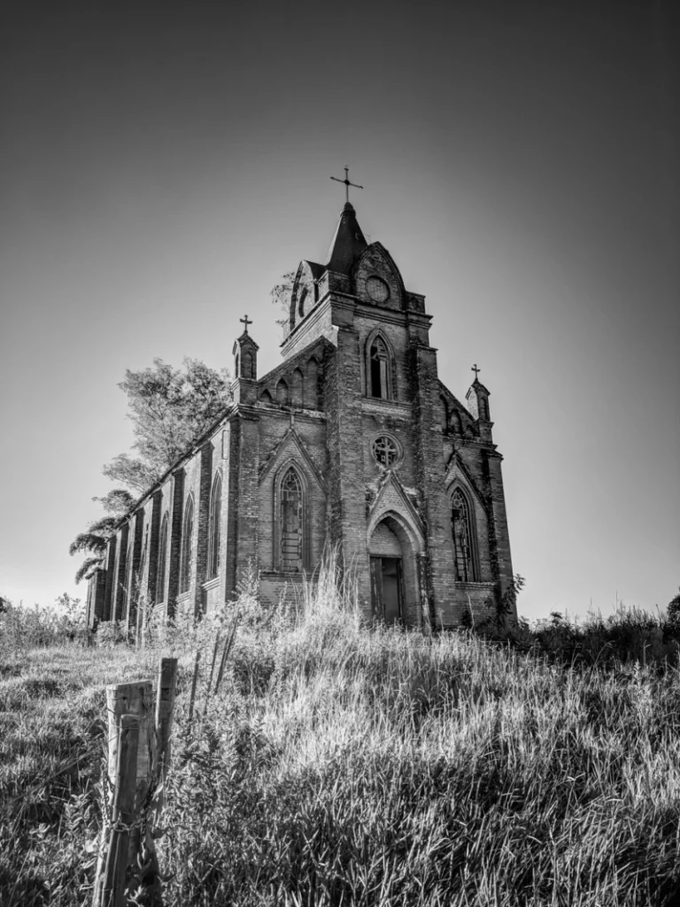 ToF Fotobehang oude gebouwen kathedraal zwart-wit