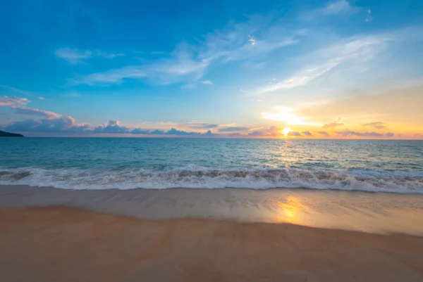 ToF Fotobehang strand met zonsondergang