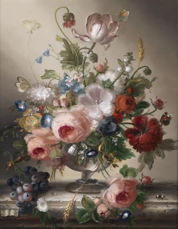 ToF Behang schilderij stilleven rozen en tulpen