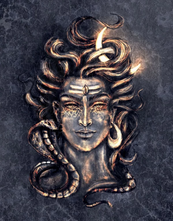 ToF Fotobehang cultuur schetsbeeld van Shiva's hoofd als symbool van het Shivaïsme-Hindoeïsme