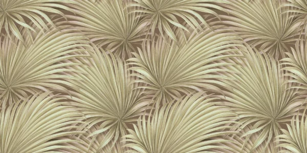 ToF Behang palmbladeren met natuurlijke beige kleuren