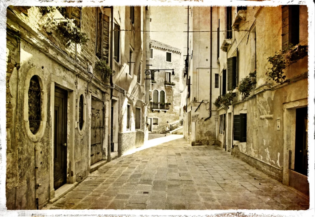 ToF Fotobehang vintage straat in Venetië